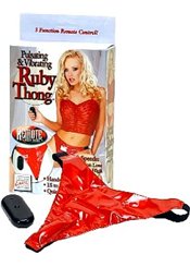 California Exotic Pulsating Vibrating Ruby Thong - String Vibrant Rouge à Télécommande sans Fil